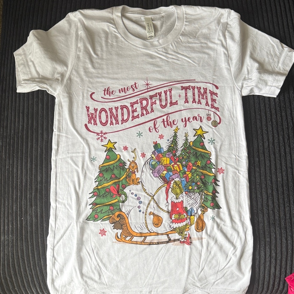 White Grinch Graphic T-Shirt with Christmas Design